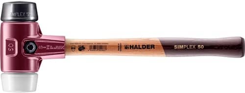HALDER Schonhammer SIMPLEX L.350mm Kopf-D.50mm mittelh.HO Gum.schwarz/Superplast. weiß