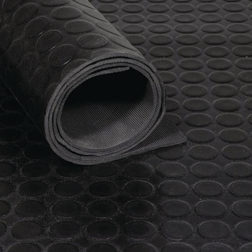 TECWERK Gummiflachnoppenmatte B.1,4m L.10m D.3mm schwarz NR/SBR o.Gewebeeinlage TECWERK