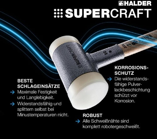 HALDER Vorschlaghammer SUPERCRAFT Kopf-D.100mm L.1000mm rückschlagfrei Kopf-L.300mm