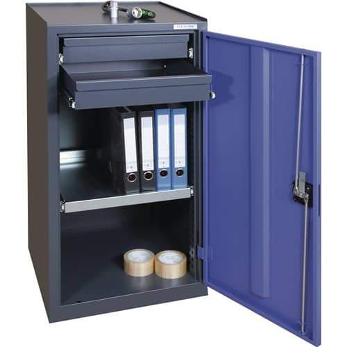 TECWERK Werkzeug-/Beistellschrank H1000xB500xT500mm 2Schubl.,1Bd.anthrazit/blau TECWERK