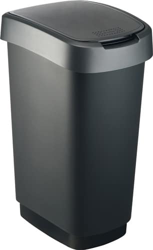 ROTHO Wertstoffsammler TWIST 50l H602xB298xT401mm schw.Deckelrand dunkelsilber ROTHO