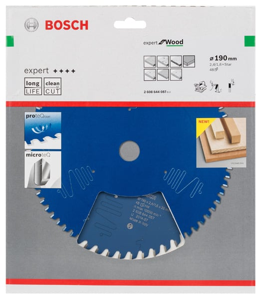 BOSCH Kreissägeblatt Expert for Wood, 190 x 2,4 mm, 48