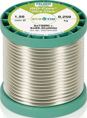 FELDER Lötdraht ISO-Core® UltraClear 1,5mm 250g Sn100Ni+ FELDER