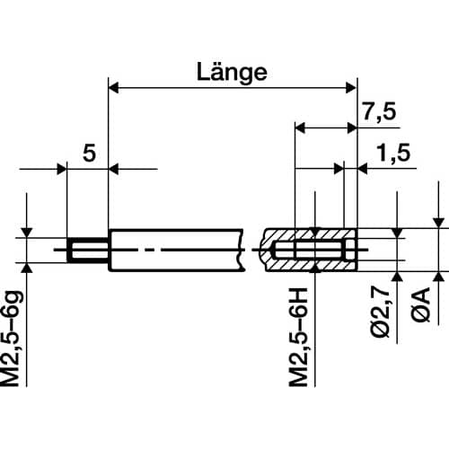 KÄFER Verlängerungsstück L.100mm Messbolzen-D.4mm z.Messuhren KÄFER