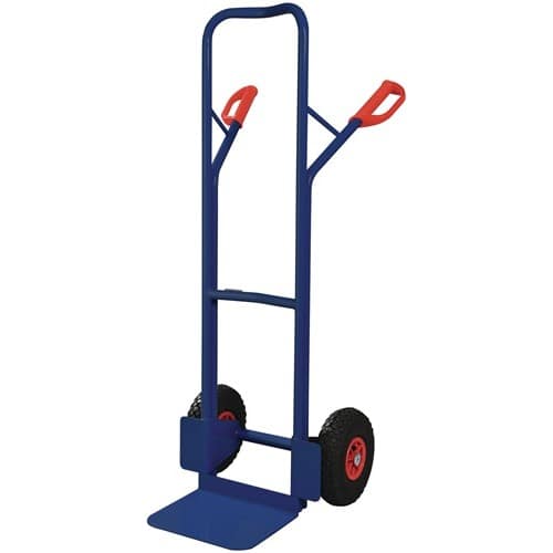 TECWERK Stapelkarre H.1300mm Schaufel-L250xB320mm Luft-Bereifung Trgf.300kg blau TECWERK