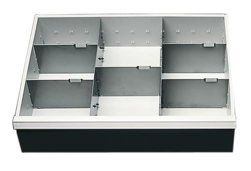 BEDRUNKA+HIRTH Unterteilungsmaterial Front-H.150mm 2 Längs-/5 Querteiler f.Schrank-B.680mm