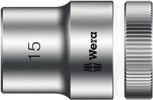 WERA Steckschlüsseleinsatz 8790 HMC Außen-6-kant SW15mm L.37mm 4-kt1/2Zoll CV verchr.