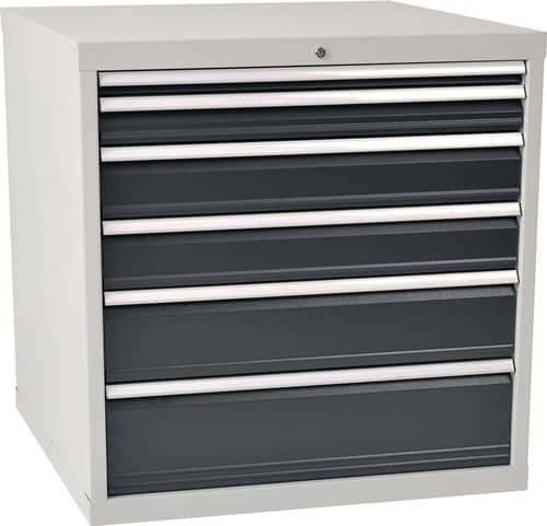BEDRUNKA+HIRTH Schubladenschrank H1019xB1005xT736mm lichtgrau/grau 6 Schubl.Voll.Bedrunka