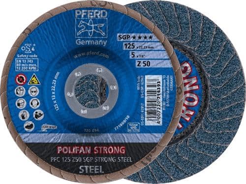 PFERD TOOLS Fächerscheibe POLIFAN Z SGP STRONG STEEL D.125mm K.50 kon.INOX ZK PFERD
