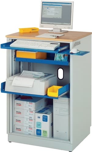 RAU Computer-Station H1100xB720xT660mm stationär lichtgrau/enzianblau