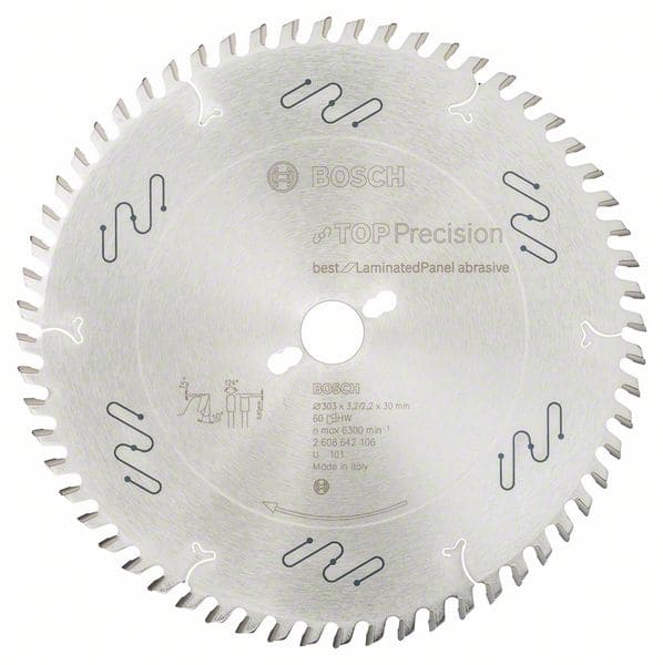 BOSCH Kreissägeblatt Top Precision Best for Laminated Panel Abrasive 303x30x3,2 mm, 60