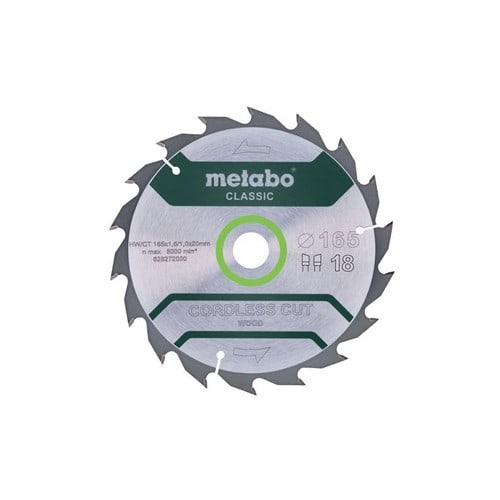 METABO Kreissägeblatt cordless cut wood classic AD 165mm Z.18 Bohr.20mm Schnitt-B.1,6mm