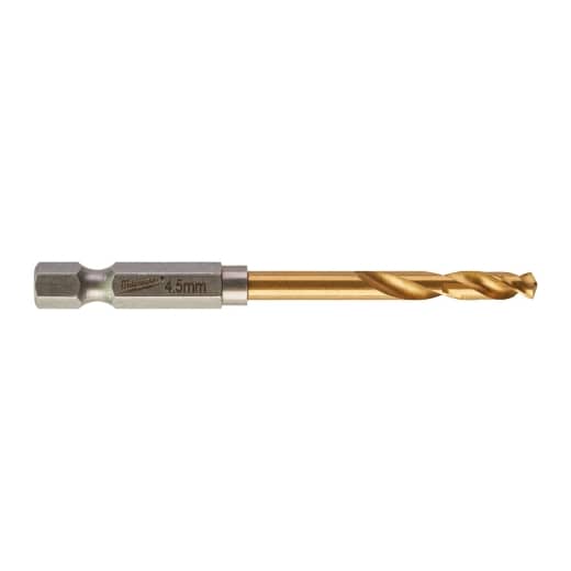 MILWAUKEE 4,5 x 76 mm SHOCKWAVE Metallbohrer HSS-G RED HEX Titan 1/4"