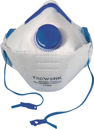 TECWERK Atemschutzmaske Shark FFP2/V NR D m.Ausatemventil,faltbar 12 St./KT TECWERK
