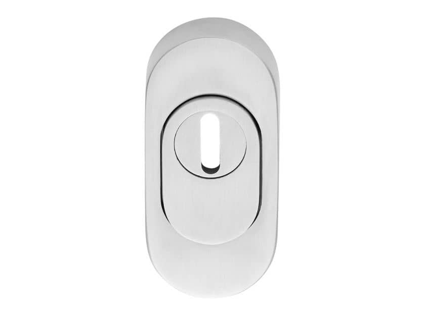 HDM Professional Schutzrosette oval mit Ziehschutz u. Feder, Edelstahl matt