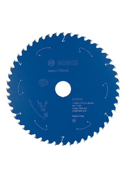 BOSCH Akku-Kreissägeblatt Expert for Wood, 216 x 1,7/1,2 x 30, 48 Zähne