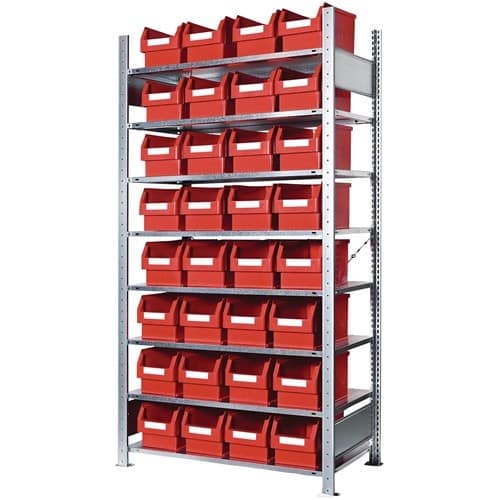 KAPPES Steckregal H2000xB1000xT400mm Grundregal 8 Stahl-Bd.32xGr.3 rot KAPPES