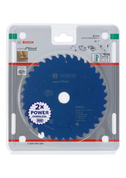 BOSCH Akku-Kreissägeblatt Expert for Wood, 160 x 1,5/1 x 20, 36 Zähne