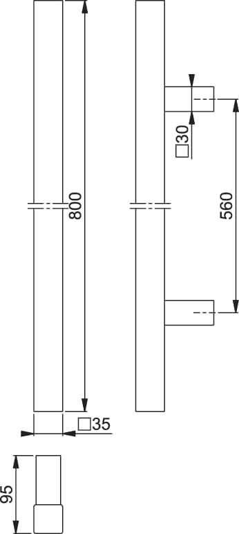 HOPPE   E5766 BA 560 mm L   Edelstahl Objekttür, Haustür edelstahl matt