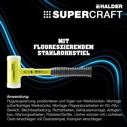 HALDER Schonhammer SUPERCRAFT L.315mm Kopf-D.50mm STA hart splitterfrei Nyl.weiß HALDER
