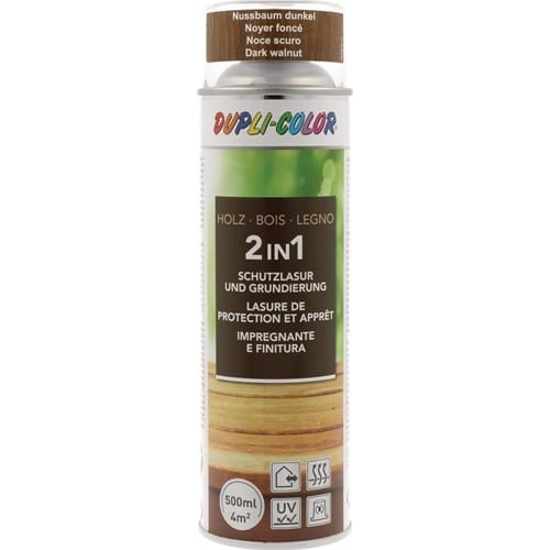 DUPLI-COLOR Holzschutzlasur 2in1 Farbe nussbaum dunkel 500ml Spraydose DUPLI-COLOR