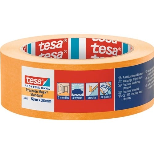 TESA Präzisionskrepp 4344 Stand.glatt hellbeige L.50m B.38mm Rl.TESA
