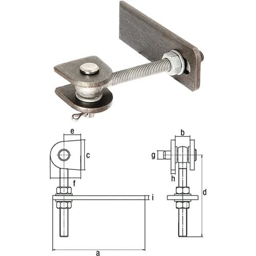 GAH Verstellbares Torband 190x33x80x150x34x65x22x10mm STA roh Btl.GAH