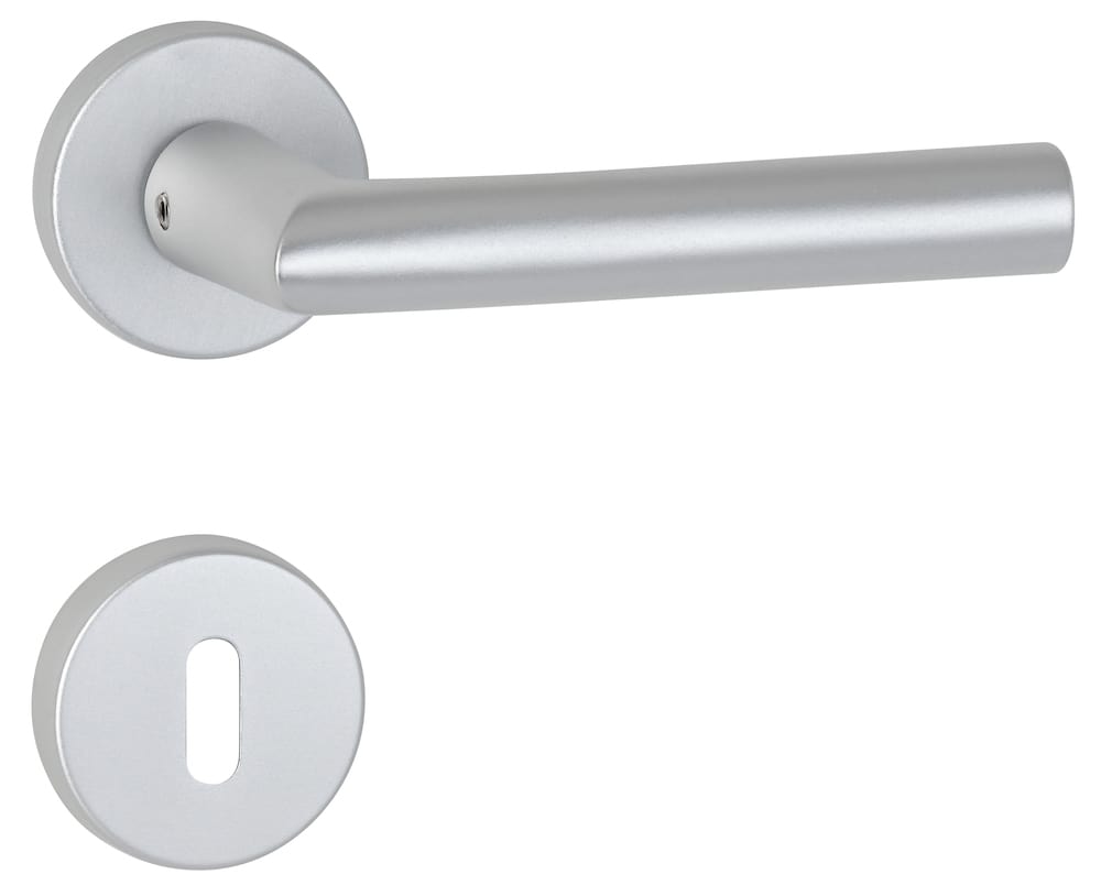 HERMAT Drückergarnitur mit Rosetten BASIC 02 1902/2057, Aluminium