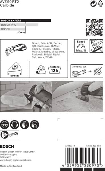 BOSCH EXPERT Sanding Plate AVZ 90 RT2 Blatt für Multifunktionswerkzeuge, 90 mm. Für oszillierende Multifunktionswerkzeuge