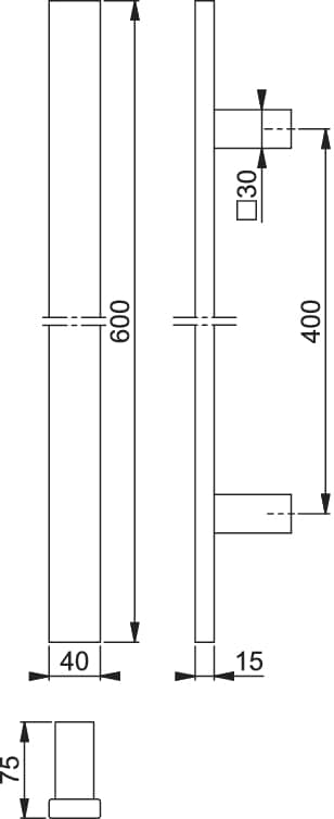 HOPPE   E5726 BA 400 mm L   Edelstahl Objekttür, Haustür edelstahl matt