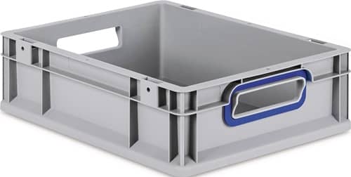 ALLIT Transportstapelbehälter L400xB300xH120mm grau PP offener Griff blau