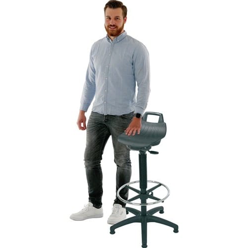 LOTZ Stehhilfe PU-Integralschaum Sitz-H.610-860mm Ku.-Fußkreuz Fußr./Bodengl.LOTZ