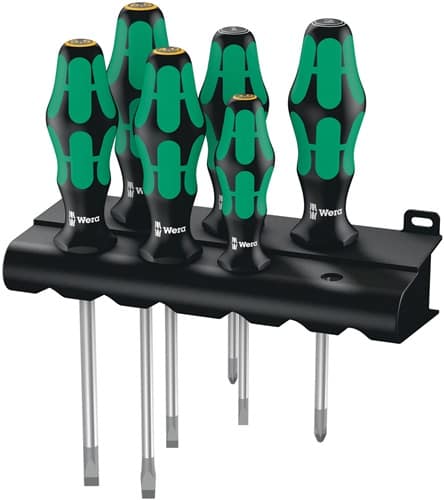 WERA Schraubendrehersatz 334/355/6 6-tlg.Schlitz/PZD 2K-Griff Rundkl.WERA