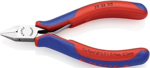 KNIPEX Elektronikseitenschneider L.115mm Form 4 Facette nein 2K-Hülle spiegelpol.KNIPEX