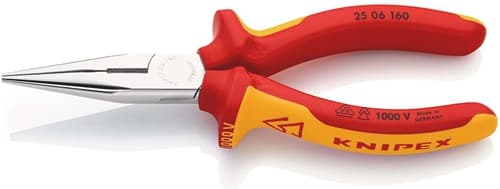 KNIPEX Flachrundzange DIN ISO 5745 L.160mm flach/rund ger.Mehrkomp.-Hülle VDE KNIPEX