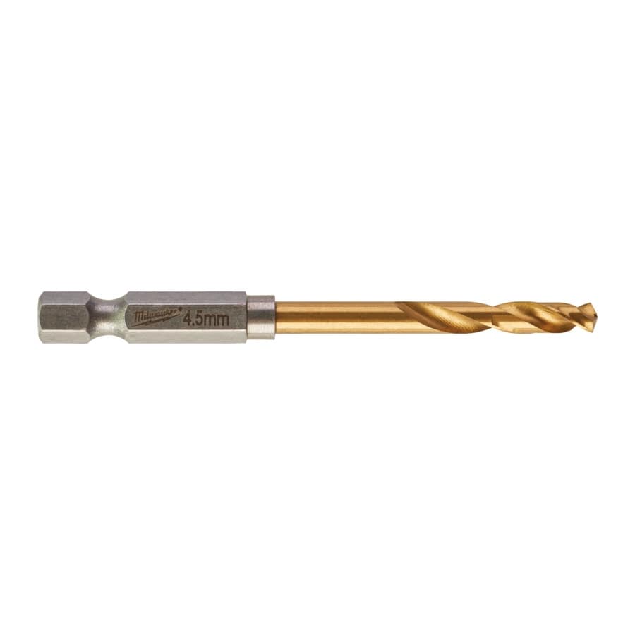MILWAUKEE 4,5 x 76 mm SHOCKWAVE Metallbohrer HSS-G RED HEX Titan 1/4" 10er Pack