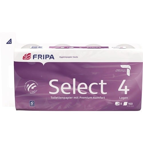 FRIPA Toilettenpapier Fripa Select 4-lagig Zellstoff hochweiß 6x8 RL=48RL FRIPA