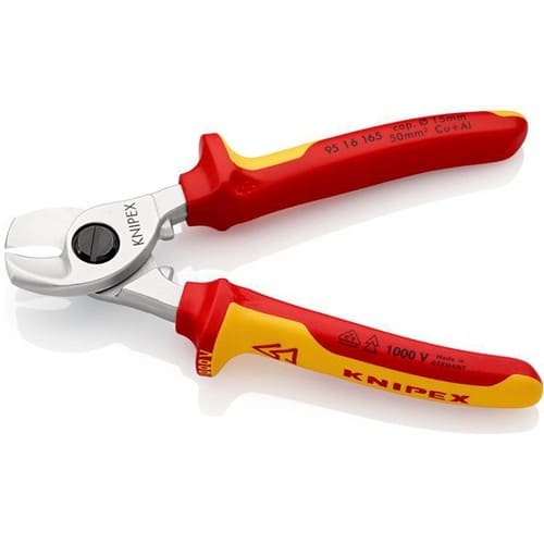 KNIPEX Kabelschere L.165mm Kopf verchr.VDE Mehrkomp.-Hüllen Form 1 KNIPEX