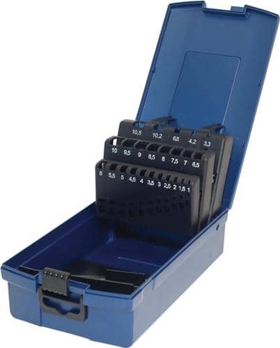 TECWERK Leerkassette f.Spiralbohrer DIN338 Abm.1-10,5mm steig.um 0,5mm 24-tlg.Ku.TECWERK
