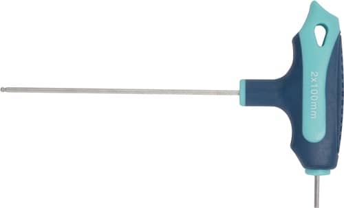 TECWERK Stiftschlüssel m.Quergr.SW 2mm Klingen-L.100mm m.Seitenabtr.u.Kugelk.TECWERK