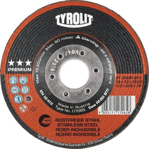 TYROLIT Schruppscheibe PREMIUM D178xS7mm K.30 gekr.Bohr.22,23mm TYROLIT