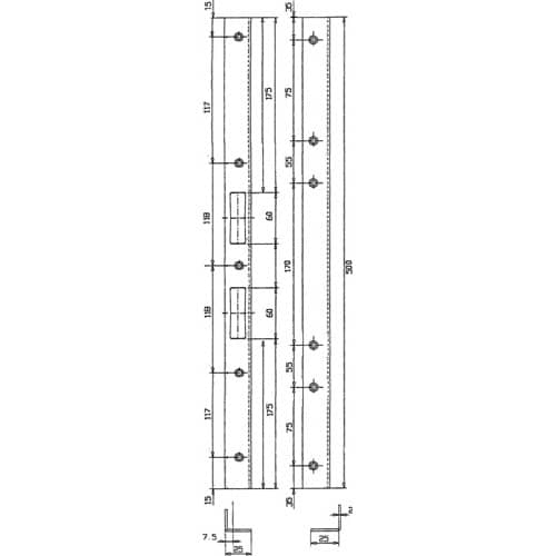 SCHNEGEL Sicherheitswinkelschließblech L.500mm B.25mm S.2mm VA ma geb.005/3127 SCHNEGEL