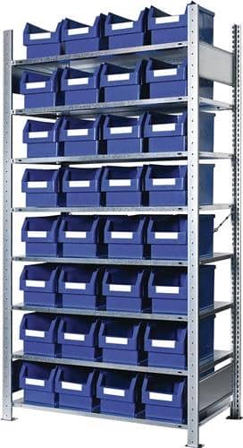 KAPPES Steckregal H2000xB1000xT400mm Grundregal 8 Stahl-Bd.32xGr.3 blau KAPPES