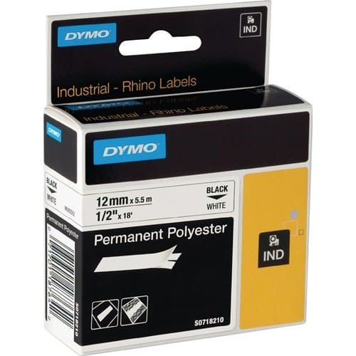 DYMO Schriftband Band-B.19mm Band-L.5,5m permanentes Polyesterband schwarz auf weiß