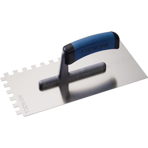 TECWERK Glättekelle L.280mm B.130mm Zahn 10x10 VA S.0,7mm TECWERK