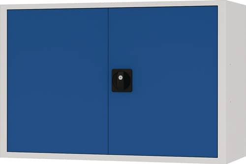 BEDRUNKA+HIRTH Hängeschrank H600xB900xT200mm Vollblechtür lichtgrau/signalblau