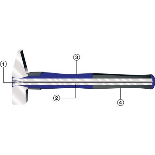 TECWERK Schlosserhammer 300g Stiel-L.300mm 3K-Stiel m.Stahlschutzhülse TECWERK
