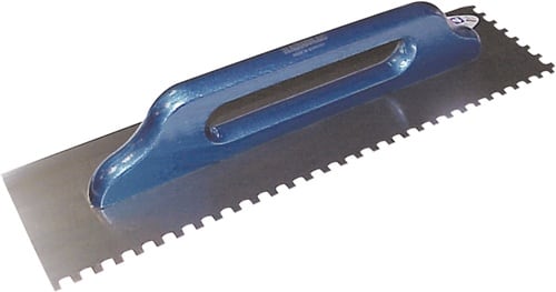 HAROMAC Schweizer Glättekelle L.500mm B.130mm Buchenholzgriff Zahn 10x10mm rostfr.VA