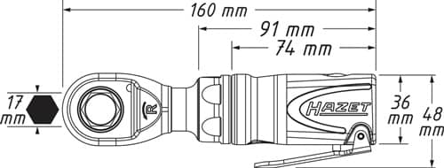 HAZET Druckluftratschenschrauber 9023M-1 17mm i6-KT.54 Nm HAZET