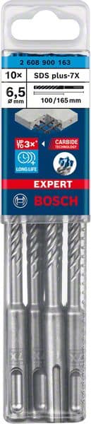 BOSCH EXPERT SDS plus-7X Hammerbohrer, 6,5 x 100 x 165 mm, 10-tlg.. Für Bohrhämmer